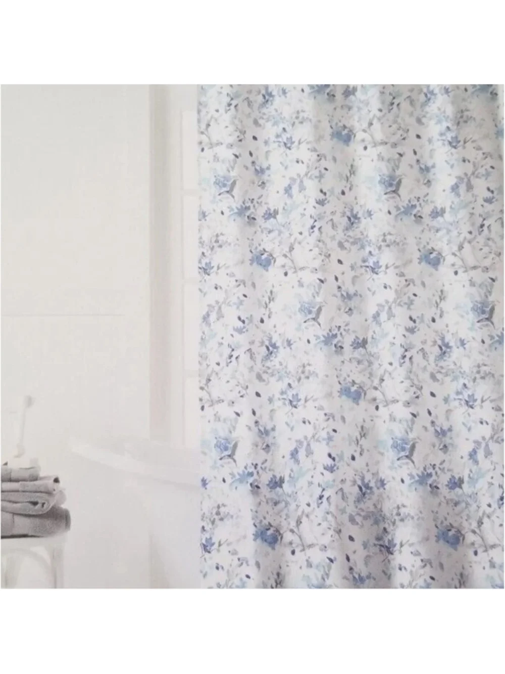 Ralph Lauren Cotton Floral Shower Curtain Blue White